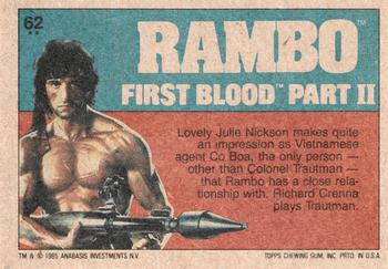 1985 Topps Rambo First Blood Part II #62 Julie Nickson Is Co Boa Back