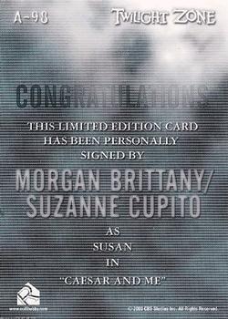 2009 Rittenhouse The Complete Twilight Zone (50th Anniversary) - Autographs #A-98 Morgan Brittany Back
