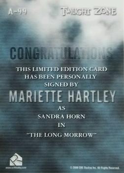 2009 Rittenhouse The Complete Twilight Zone (50th Anniversary) - Autographs #A-99 Mariette Hartley Back