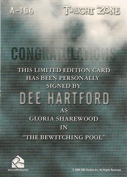 2009 Rittenhouse The Complete Twilight Zone (50th Anniversary) - Autographs #A-106 Dee Hartford Back