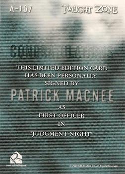 2009 Rittenhouse The Complete Twilight Zone (50th Anniversary) - Autographs #A-107 Patrick Macnee Back