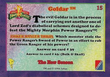1995 Collect-A-Card Power Rangers The New Season Hobby - Power Foil #15 Goldar Back