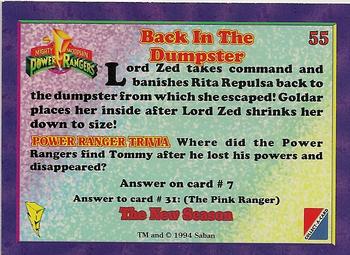 1995 Collect-A-Card Power Rangers The New Season Hobby - Power Foil #55 Back In The Dumpster Back
