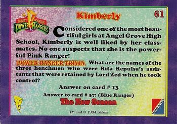 1995 Collect-A-Card Power Rangers The New Season Hobby - Power Foil #61 Kimberly Back