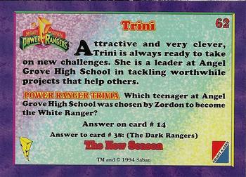 1995 Collect-A-Card Power Rangers The New Season Hobby - Power Foil #62 Trini Back