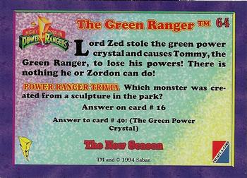 1995 Collect-A-Card Power Rangers The New Season Hobby - Power Foil #64 The Green Ranger Back