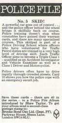 1977 Brooke Bond Police File #5 Skid! Back