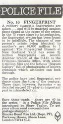 1977 Brooke Bond Police File #16 Fingerprint Back