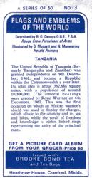 1967 Brooke Bond Flags and Emblems of the World #13 Tanzania Back