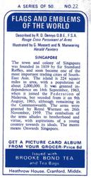 1967 Brooke Bond Flags and Emblems of the World #22 Singapore Back