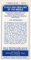 1967 Brooke Bond Flags and Emblems of the World #25 The Netherlands Back
