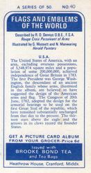 1967 Brooke Bond Flags and Emblems of the World #40 U.S.A. Back