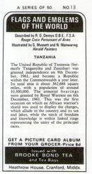 1973 Brooke Bond Flags and Emblems of the World #13 Tanzania Back