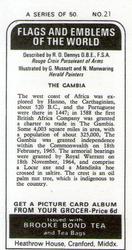 1973 Brooke Bond Flags and Emblems of the World #21 The Gambia Back
