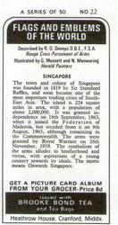 1973 Brooke Bond Flags and Emblems of the World #22 Singapore Back