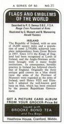 1973 Brooke Bond Flags and Emblems of the World #35 Ireland Back