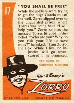 1958 Topps Zorro #17 You Shall Be Free Back