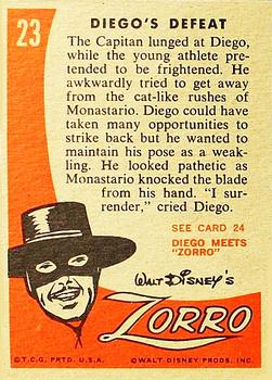 1958 Topps Zorro #23 Diego's Defeat Back