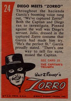 1958 Topps Zorro #24 Diego Meets Zorro Back