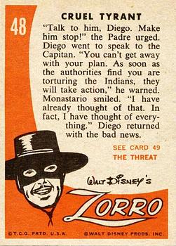 1958 Topps Zorro #48 Cruel Tyrant Back