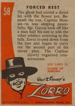 1958 Topps Zorro #58 Forced Rest Back