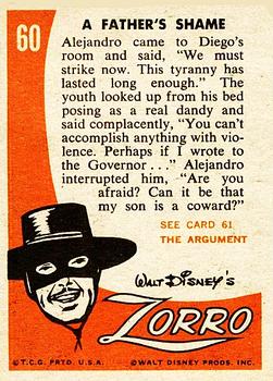 1958 Topps Zorro #60 A Father's Shame Back