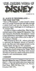 1989 Brooke Bond The Magical World of Disney #10 The Mad Hatter Back