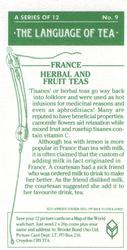 1988 Brooke Bond The Language of Tea #9 France - Herbal and Fruit Teas Back