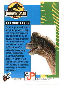 1993 Topps Jurassic Park #8 Brachiosaurus Back