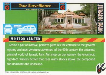1993 Topps Jurassic Park #9 The Main Gate / Visitor Center Back