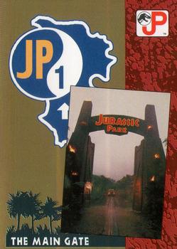 1993 Topps Jurassic Park #9 The Main Gate / Visitor Center Front