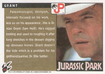 1993 Topps Jurassic Park #19 Dr. Alan Grant Back