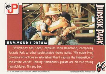 1993 Topps Jurassic Park #24 Hammond's Dream Back