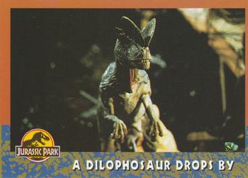 1993 Topps Jurassic Park #44 A Dilophosaur Drops By Front