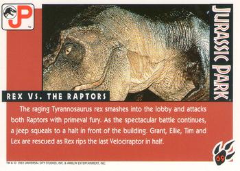 1993 Topps Jurassic Park #69 Rex vs. the Raptors Back