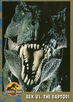 1993 Topps Jurassic Park #69 Rex vs. the Raptors Front