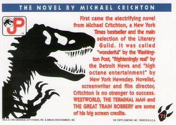 1993 Topps Jurassic Park #71 The Novel By Michael Crichton Back