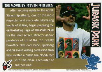 1993 Topps Jurassic Park #72 The Movie By Steven Spielberg Back