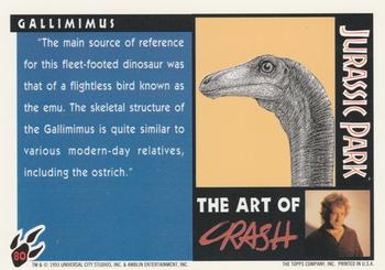 1993 Topps Jurassic Park #80 Gallimimus Back