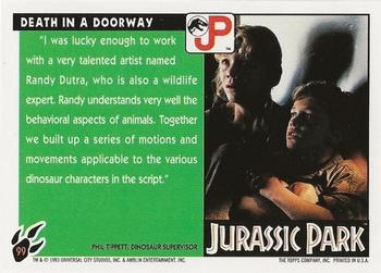 1993 Topps Jurassic Park #99 Death in a Doorway Back