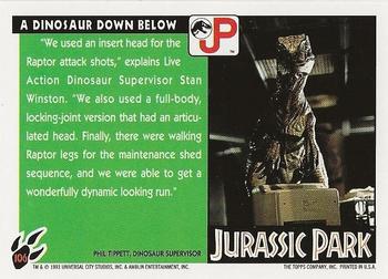 1993 Topps Jurassic Park #106 A Dinosaur Down Below Back