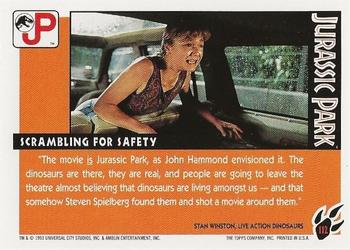 1993 Topps Jurassic Park #112 Scrambling for Safety Back