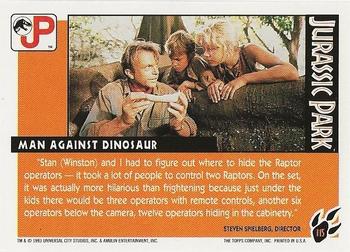 1993 Topps Jurassic Park #115 Man Against Dinosaur Back