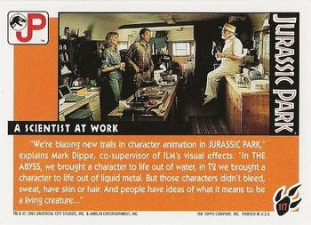 1993 Topps Jurassic Park #117 A Scientist at Work Back
