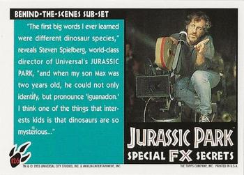 1993 Topps Jurassic Park #126 Special FX Secrets Back