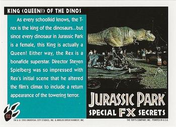 1993 Topps Jurassic Park #132 King (Queen?) of the Dinos Back
