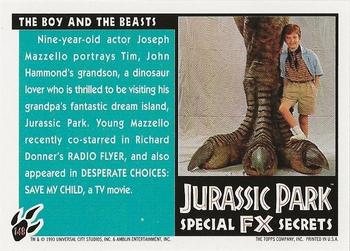 1993 Topps Jurassic Park #148 The Boy and the Beasts Back