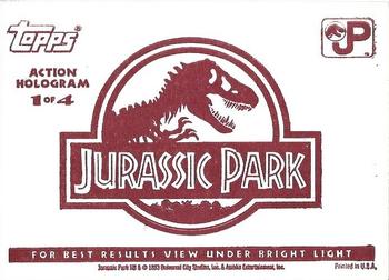 1993 Topps Jurassic Park - Silver Action Holograms #1 Velociraptor Back