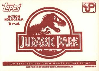 1993 Topps Jurassic Park - Silver Action Holograms #3 Baby velociraptor hatching Back
