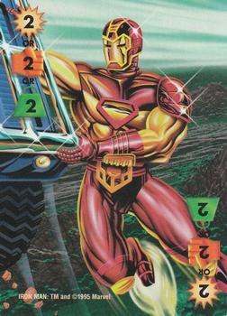 1997 Fleer Spider-Man - Marvel OverPower Power #NNO Iron Man (Ener-2 Fght-2 Str-2) Front